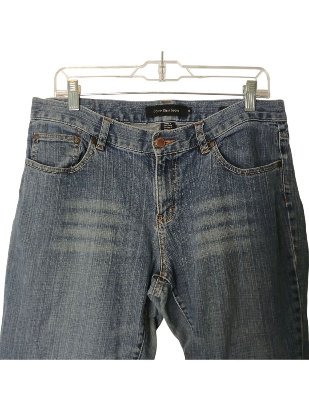 Calvin Klein Womens Flare Jeans Size 12 Blue Denim 99% Cotton Vintage Style #Q16 - Picture 8 of 9